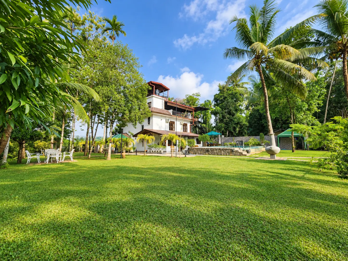 Tropical villa garden and exterior property photography